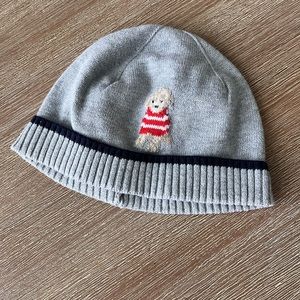 NWOT Janie & Jack toddler gray and navy knit beanie hat, jersey lined, 18-24 mos
